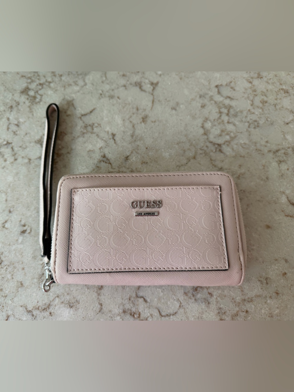 Guess by Marciano NWOT Blush Pink Embossed Wristlet Wallet